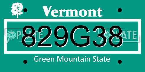 829G38 Vermont License Plate