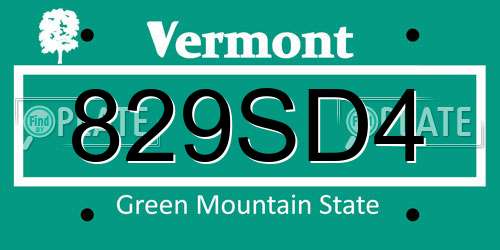 829SD4 Vermont License Plate
