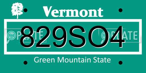 829SO4 Vermont License Plate