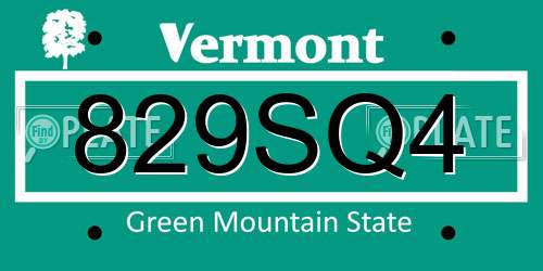 829SQ4 Vermont License Plate