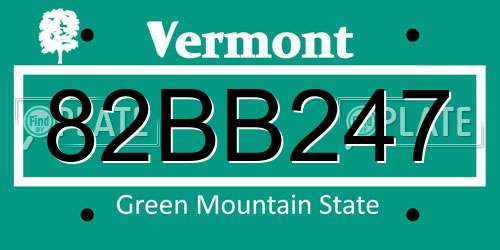 82BB247 Vermont License Plate