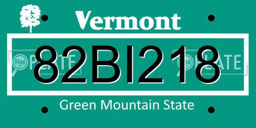 82BI218 Vermont License Plate