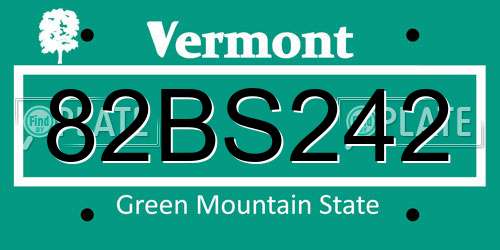 82BS242 Vermont License Plate