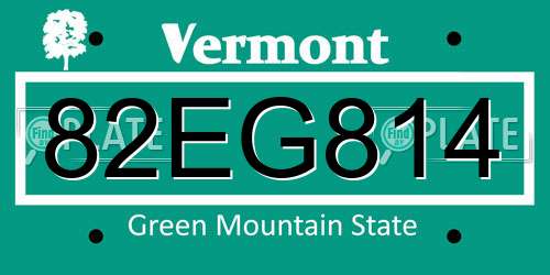 82EG814 Vermont License Plate