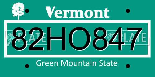 82HO847 Vermont License Plate