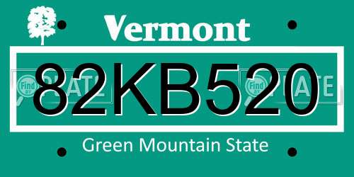 82KB520 Vermont License Plate