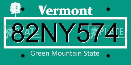 82NY574 Vermont License Plate