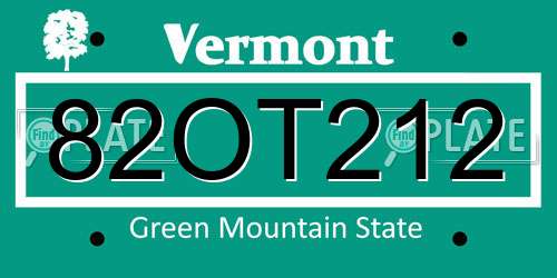 82OT212 Vermont License Plate