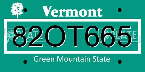82OT665 Vermont License Plate