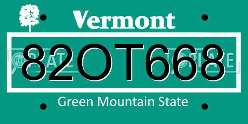 82OT668 Vermont License Plate