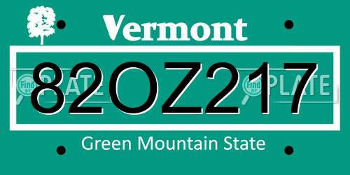 82OZ217 Vermont License Plate