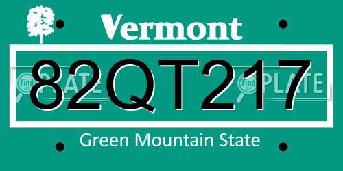 82QT217 Vermont License Plate