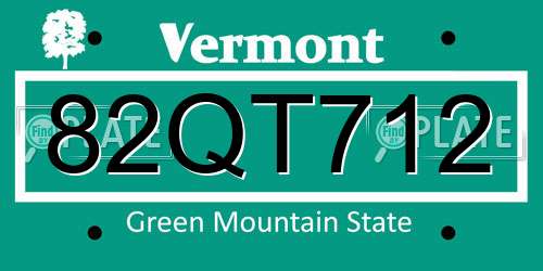 82QT712 Vermont License Plate