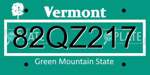 82QZ217 Vermont License Plate