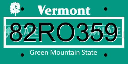 82RO359 Vermont License Plate