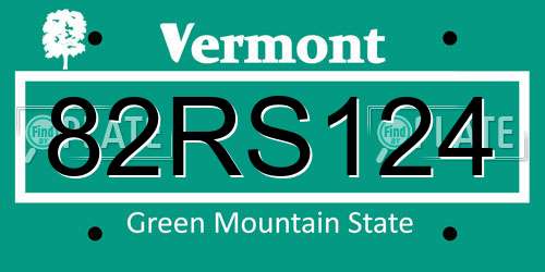 82RS124 Vermont License Plate