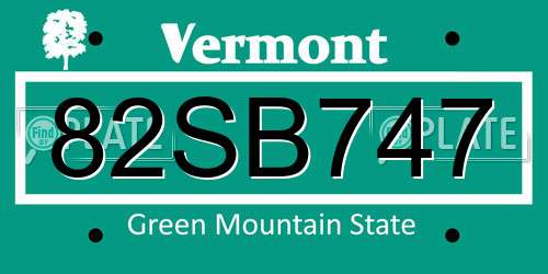 82SB747 Vermont License Plate