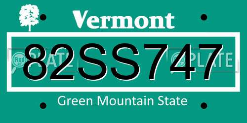 82SS747 Vermont License Plate
