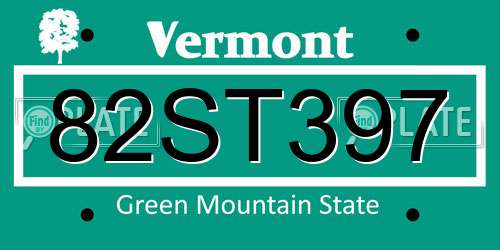 82ST397 Vermont License Plate