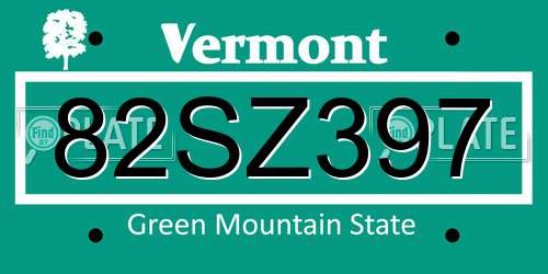 82SZ397 Vermont License Plate
