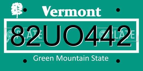 82UO442 Vermont License Plate