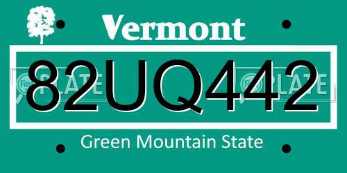 82UQ442 Vermont License Plate