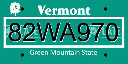 82WA970 Vermont License Plate