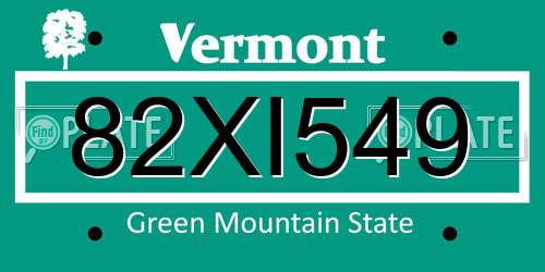 82XI549 Vermont License Plate
