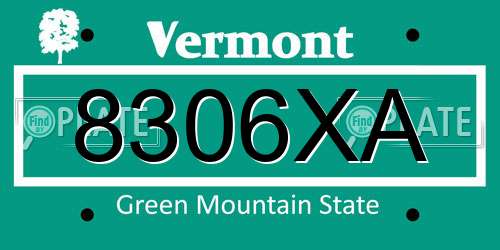 8306XA Vermont License Plate