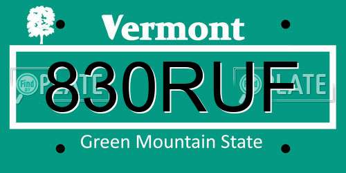 830RUF Vermont License Plate