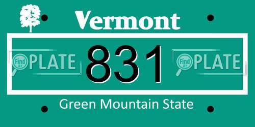 831 Vermont License Plate