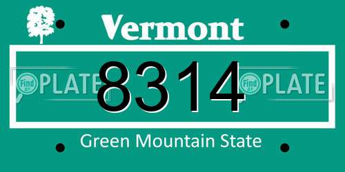 8314 Vermont License Plate