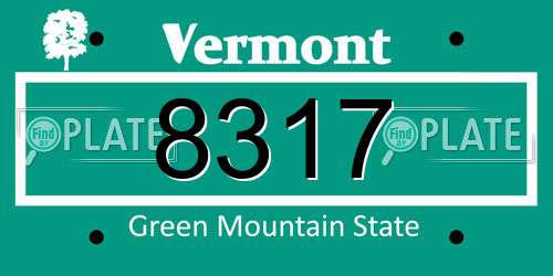 8317 Vermont License Plate