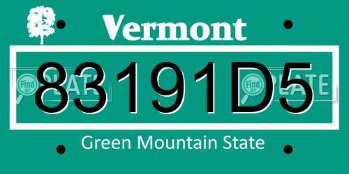 83191D5 Vermont License Plate