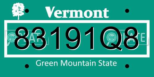 83191Q8 Vermont License Plate