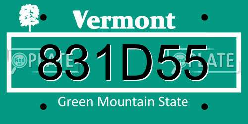 831D55 Vermont License Plate