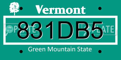 831DB5 Vermont License Plate