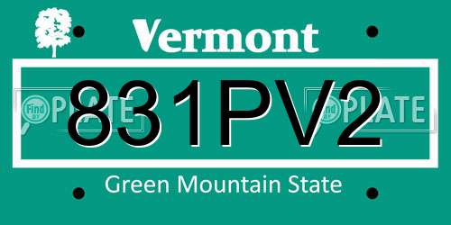 831PV2 Vermont License Plate