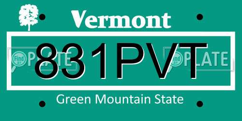 831PVT Vermont License Plate