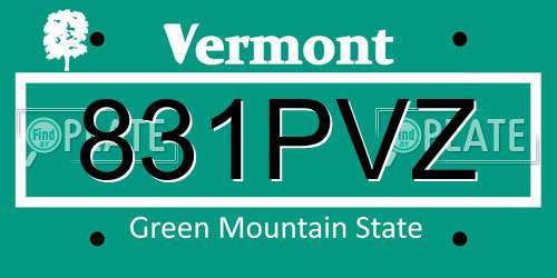 831PVZ Vermont License Plate
