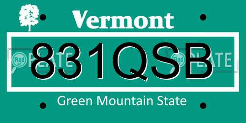 831QSB Vermont License Plate