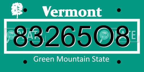 83265O8 Vermont License Plate