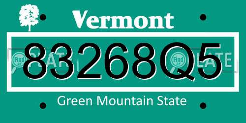 83268Q5 Vermont License Plate