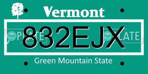 832EJX Vermont License Plate