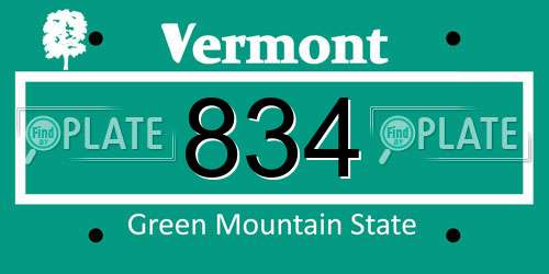 834 Vermont License Plate