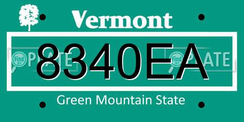 8340EA Vermont License Plate