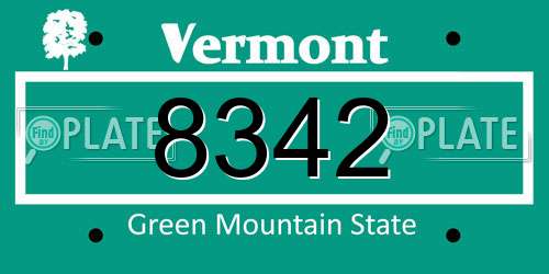 8342 Vermont License Plate