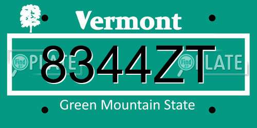 8344ZT Vermont License Plate