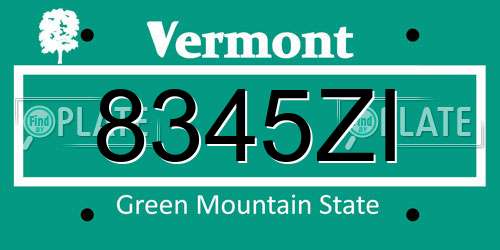 8345ZI Vermont License Plate