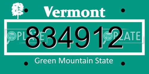 834912 Vermont License Plate